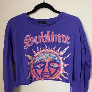 Purple Sublime Band Cropped Long Sleeve Tee